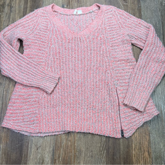 Anthropologie Moth Pullover Swing Sweater Pink Gray V-Neck Knit Size S - Picture 3 of 10